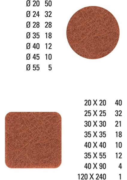 Yapışkanlı Masa Sandalye Keçe Yuvarlak 20 mm (48 Adet) 2 Paket modelleri