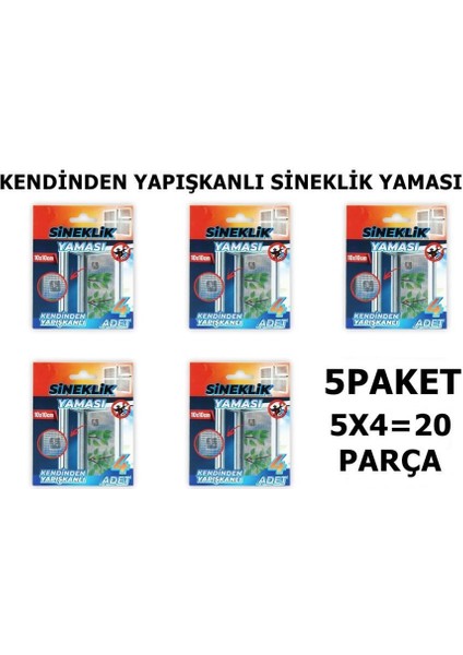 Sineklik Yaması Sineklik Tamir Bantı Kendinden Yapışkanlı 10X10CM 4ADET 5 Paket