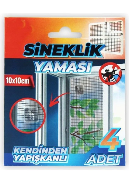 Sineklik Yaması Sineklik Tamir Bantı Kendinden Yapışkanlı 10X10CM 4ADET 5 Paket