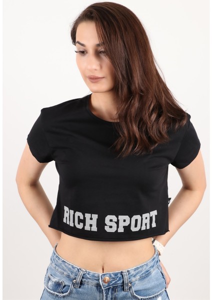 Kadın Kısa Kollu Crop Bluz