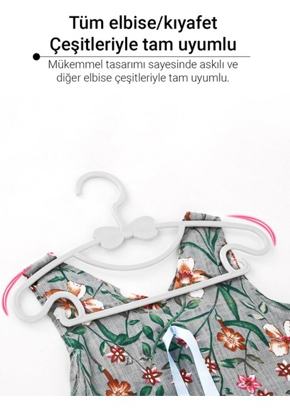 Sweet 24 Adet Bebek Askısı Çocuk Kıyafet Askısı Beyaz Fiyonk Askı