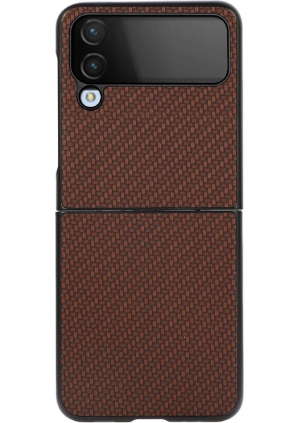 Samsung Galaxy Z Flip4 Kahverengi Için Karbon Fiber Doku Kasası(Yurt Dışından)