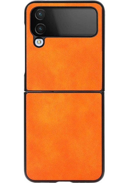 Samsung Galaxy Z Flip4 Turuncu Için Iki Renkli Litchi Doku Kılıfı modelleri