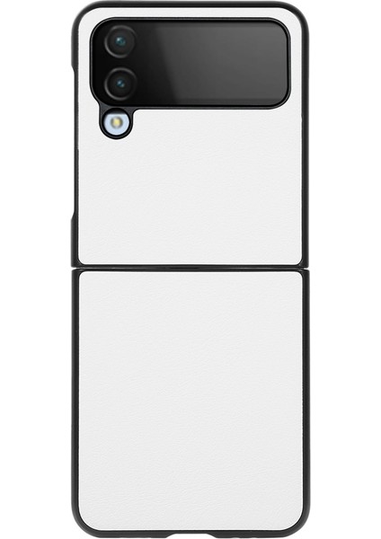 Samsung Galaxy Z Flip4 Beyaz Için Iki Renkli Litchi Doku Kılıfı modelleri