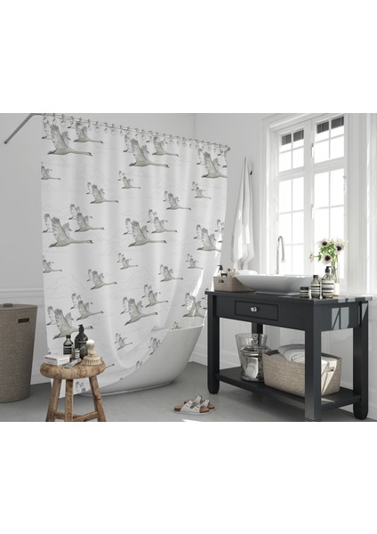 Banyo Perdesi - Tek Kanat Duş Perdesi, Polyester Kumaş Duşakabin Perdesi 180x200 Cm Küvet Perdesi
