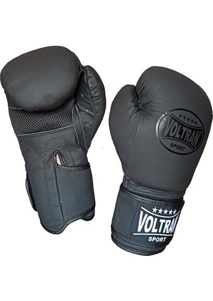 Voltran Vasim Hakiki Deri Muay Thai ve Boks Eldiveni Siyah 12 Oz