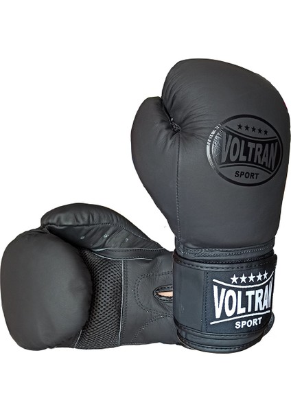 Voltran Vasim Hakiki Deri Muay Thai ve Boks Eldiveni Siyah 12 Oz