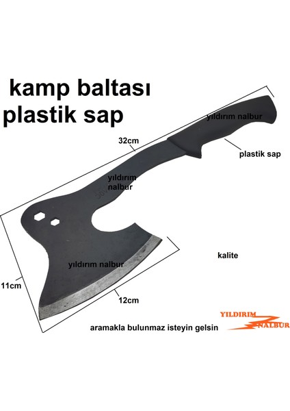 Yıldırım Nalbur Kamp Baltası Plastik Saplı Parçalama Balta Keskin Kamp Baltası Safari Satır Kalit