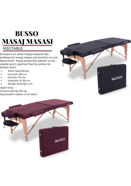 Msgtable Busso Masaj Masası Siyah