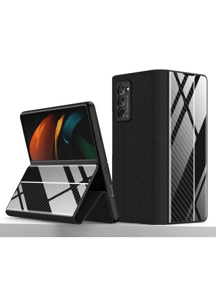 Samsung Galaxy Z Fold 2 Uyumlu Kılıf Pu-Leather Front And Back Cover Case With Stand Feature