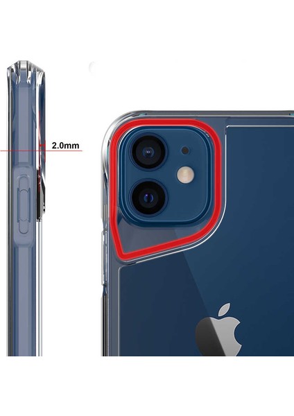 Apple iPhone 12 Uyumlu Kılıf Şeffaf I-Guard Koleksiyonu, Hard Ultra Protection Transparent