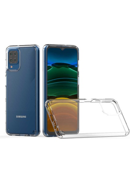 Samsung Galaxy A12 Uyumlu Kılıf Sert Şeffaf Güçlendirilmiş Kapak Transparent Hard Cover Case