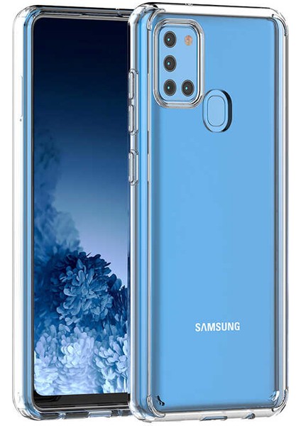 Samsung Galaxy A21S Uyumlu Kılıf Sert Şeffaf Güçlendirilmiş Kapak Transparent Hard Cover Case