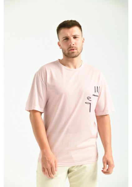 Gül Kurusu Owersize Baskılı T-Shirt