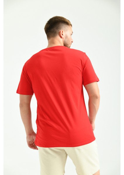 Kırmızı Baskılı Regular Fit T-Shirt modelleri