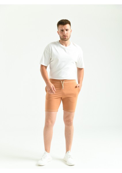 Camel Regular Fit Dikiş Detay Cepli Şort