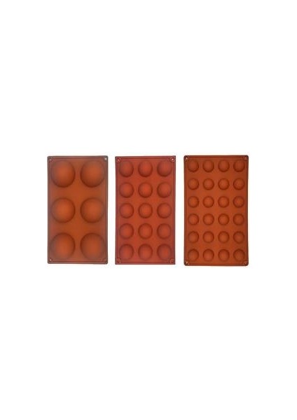 Çikolata Silikon Kalıpları 3 Adet / Takım Yarımküre Şekli 6/15/24 Delik Gıda Sınıfı Pişirme Aksesuarları Şeker Kalıp Bakeware Mutfak Gadg (Yurt Dışından)