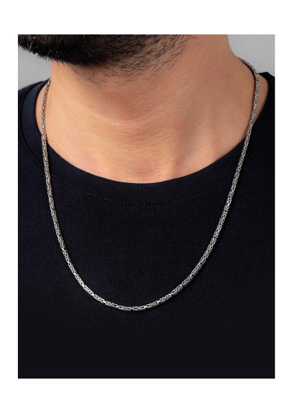 Erkek Kral Zincir Gümüş Boyun Zinciri Kolye 2.8 mm