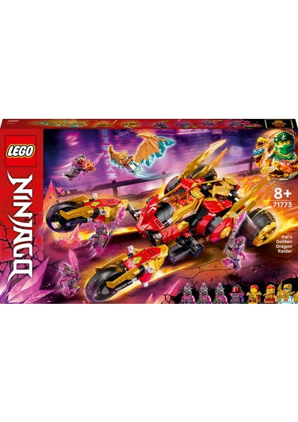 NINJAGO® Kai'nin Altın Ejderha Akıncısı 71773 - 8 Yaş ve Üzeri için bir Ninja Aracı İçeren Oyuncak Yapım Seti (624 Parça)