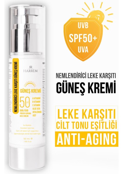 Nemlendirici Leke Karşıtı SPF50+ Güneş Kremi 50 ml