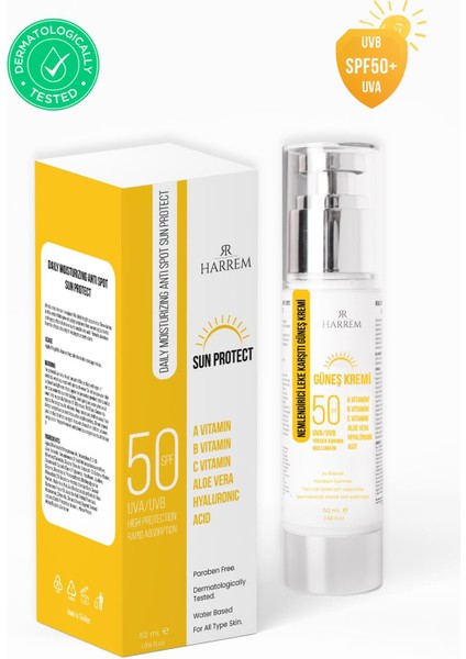 Nemlendirici Leke Karşıtı SPF50+ Güneş Kremi 50 ml