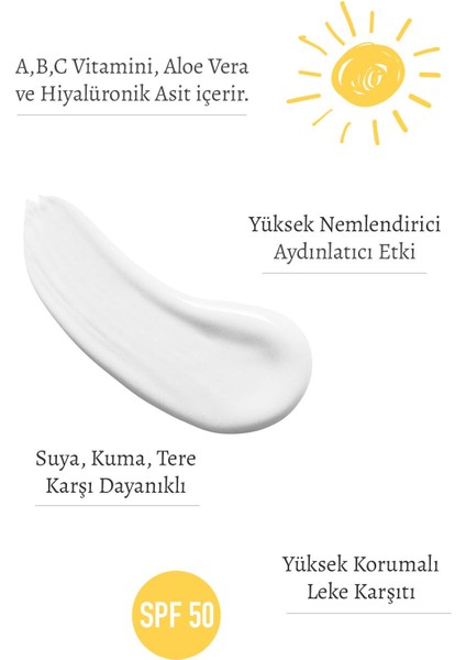 Nemlendirici Leke Karşıtı SPF50+ Güneş Kremi 50 ml