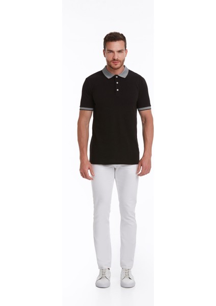 Erkek Siyah %100 Pamuk Regular Fit Polo Yaka Tişört indirimleri