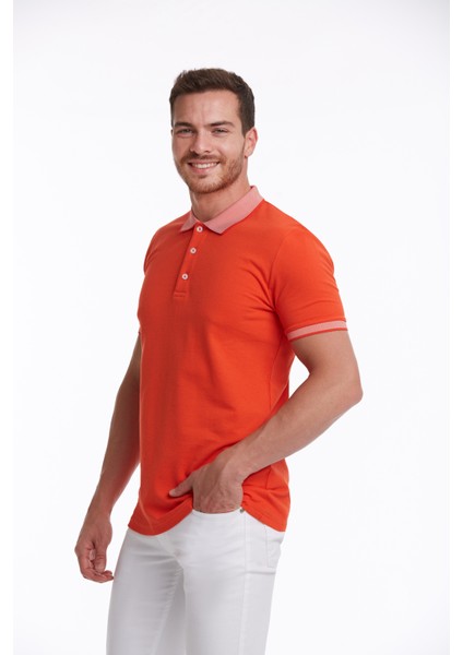 Nar Çiçeği Pamuklu Regular Fit Polo Yaka Tişört