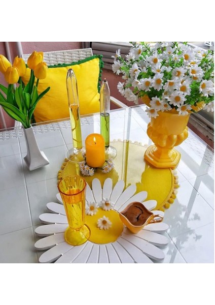 Beyaz Papatya Ahşap Supla - Amerikan Servis - Tabak Altı