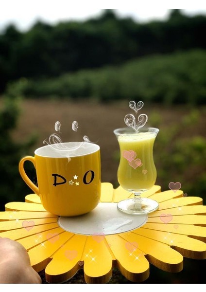 Sarı Papatya Ahşap Supla - Amerikan Servis - Tabak Altı