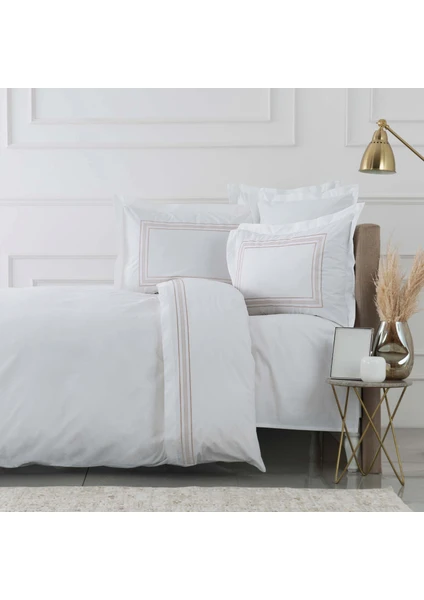 Karaca Home White Collection Freya Beyaz Nakışlı Percale Çift Kişilik Nevresim Takımı