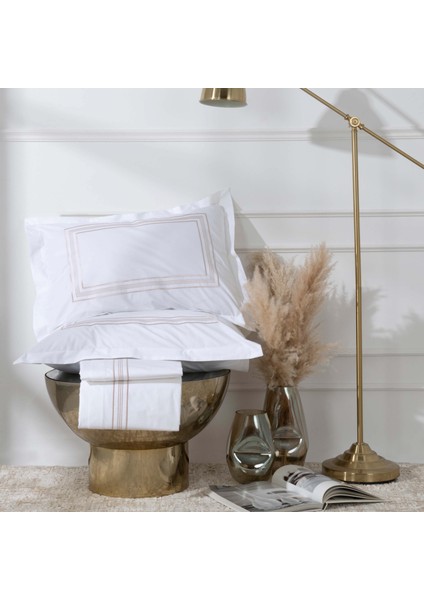 Karaca Home White Collection Freya Beyaz Nakışlı Percale Çift Kişilik Nevresim Takımı