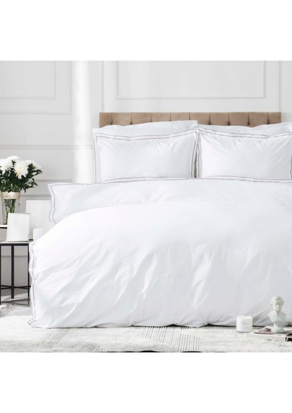 White Collection Victorie Gri Pikolu Percale Çift Kişilik Nevresim Takımı