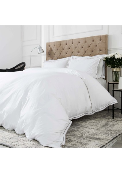 White Collection Victorie Gri Pikolu Percale Çift Kişilik Nevresim Takımı