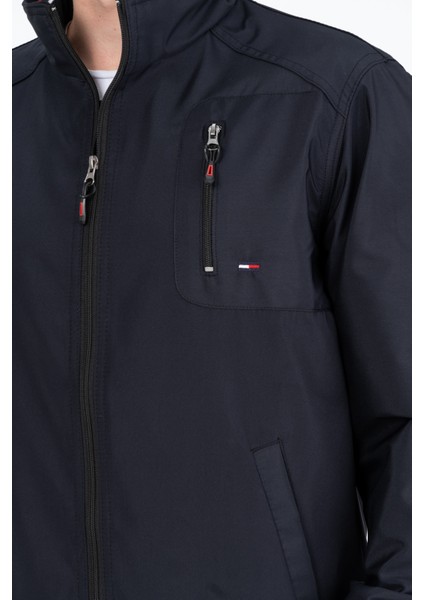 Lacivert Içi Gömlek Astarlı Su ve Rüzgar Geçirmez Mevsimlik Ribaneli Erkek Mont modelleri