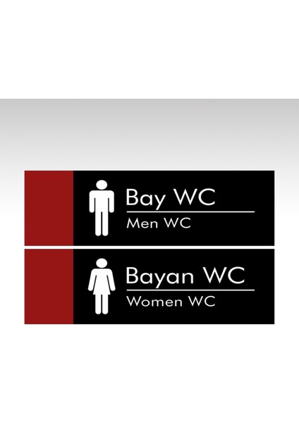 Wc Tuvalet Kapı Uyarı Yönlendirme Levhası 2'li Bay Bayan Set