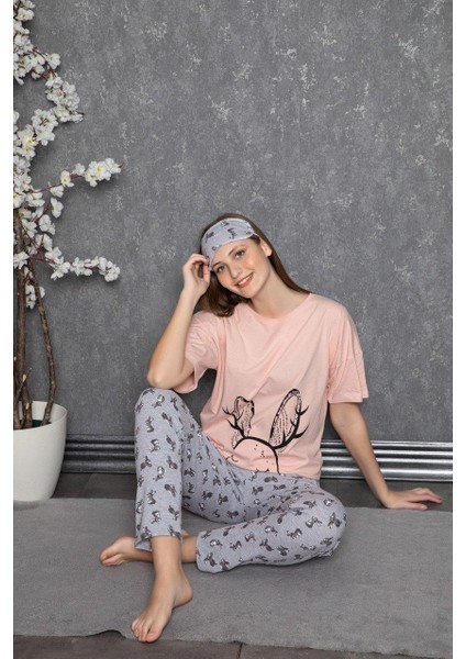 Tekten 8480 Penye Kısa Kollu Bayan Pijama Takımı