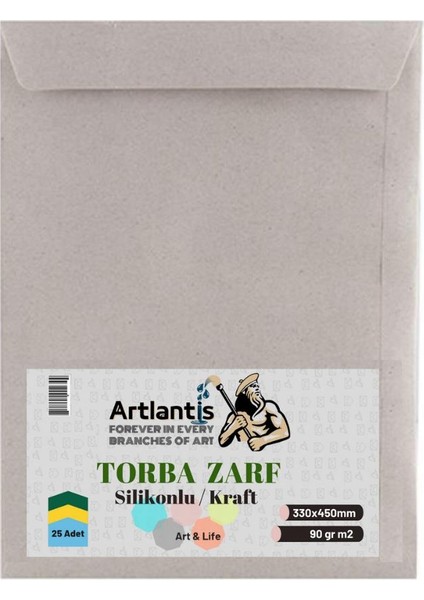 Torba Zarf Kraft Silikonlu 90 gr 33 x 45 cm 25'li