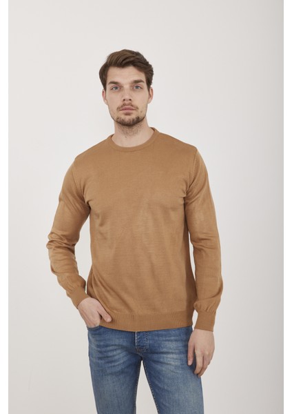 Mentality Erkek Bisiklet Yaka Camel Triko Basic Camel
