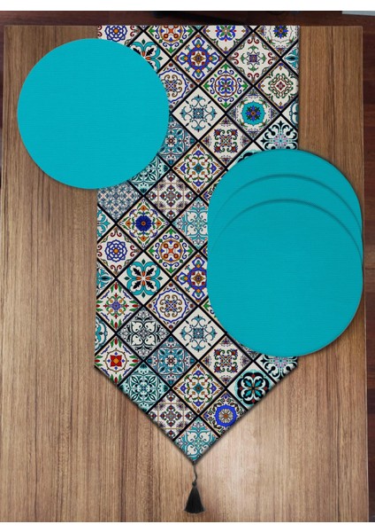 Çini Desenli 6'lı Supla ve Runner Set