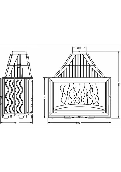 900 Grande Vision 18 Kw Şömine Haznesi Ithal Fransız Döküm Hazne 5 Yıl Garanti 6290-44 fırsatları