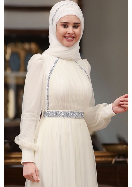 Efsane Tesettür Abiye Ekru fiyatları