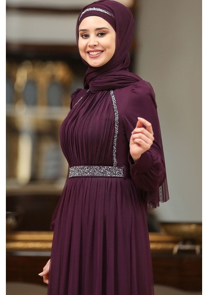 Efsane Tesettür Abiye Mor fiyatları