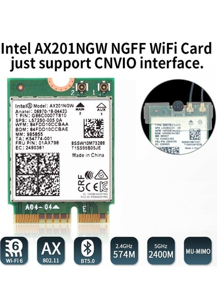 AX201NGW Wi-Fi 6 Dual Band M.2 Wifi Card
