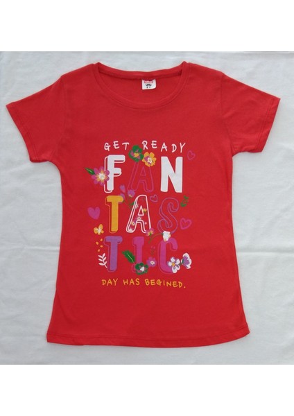 FANTASTIC Baskılı Kız Çocuk Tshirt-Tayt Takım 9-12 Yaş Kırmızı modelleri