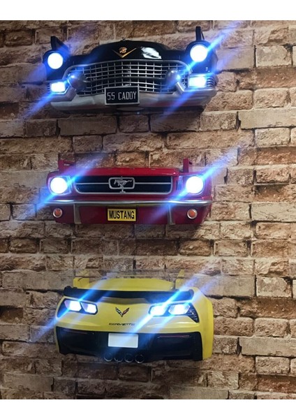 Kırmızı Ford Mustang Işıklı Araba Önü Raflı Figür 48CM fiyatları