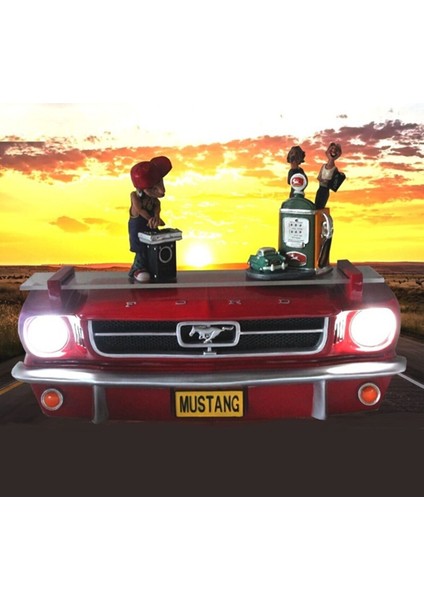 Kırmızı Ford Mustang Işıklı Araba Önü Raflı Figür 48CM modelleri