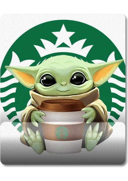 Baby Yoda Starbucks Bilek Destekli Mousepad Model - 1