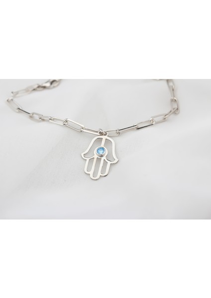 Kişiye Özel Gümüş Doğum Taşlı Fatmanın Eli Bileklik fiyatları