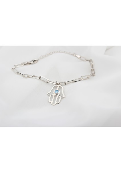 Kişiye Özel Gümüş Doğum Taşlı Fatmanın Eli Bileklik modelleri